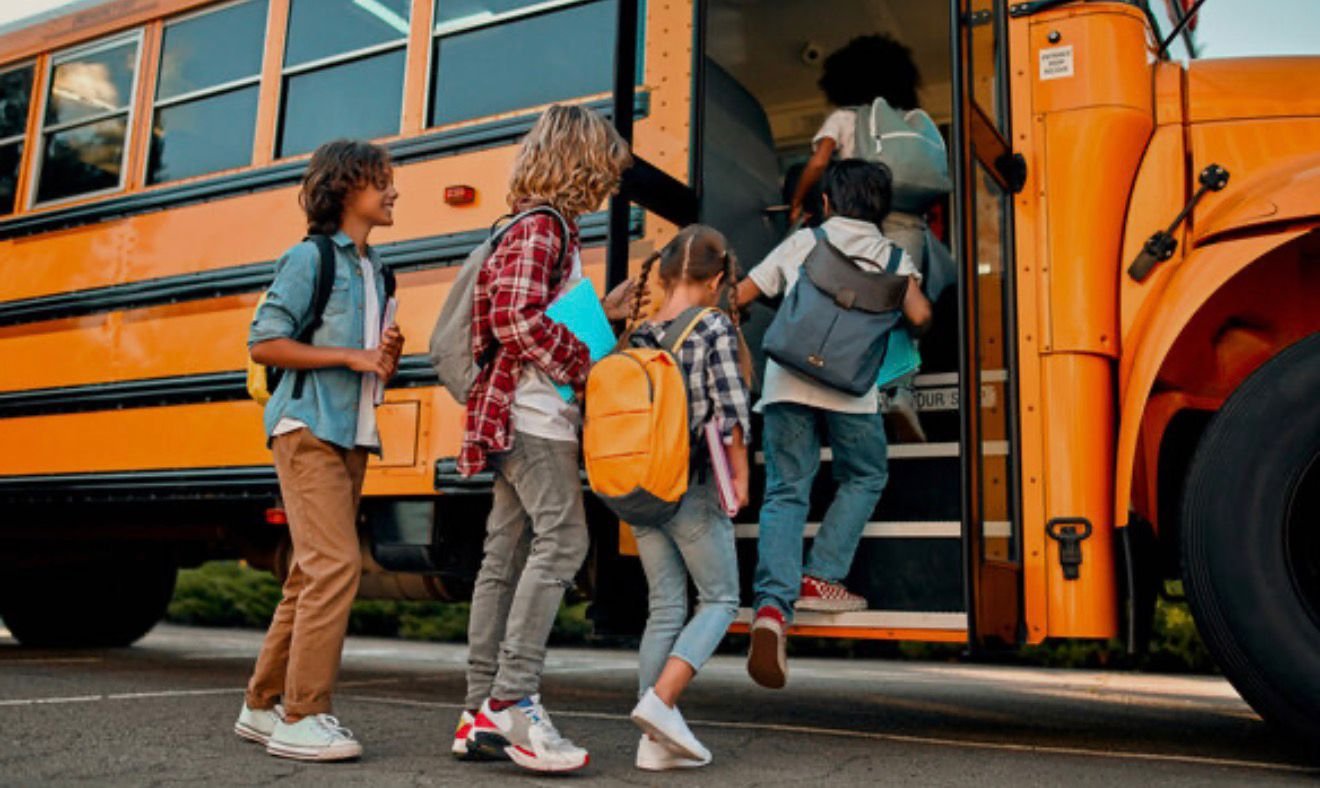 Students entering school transportation