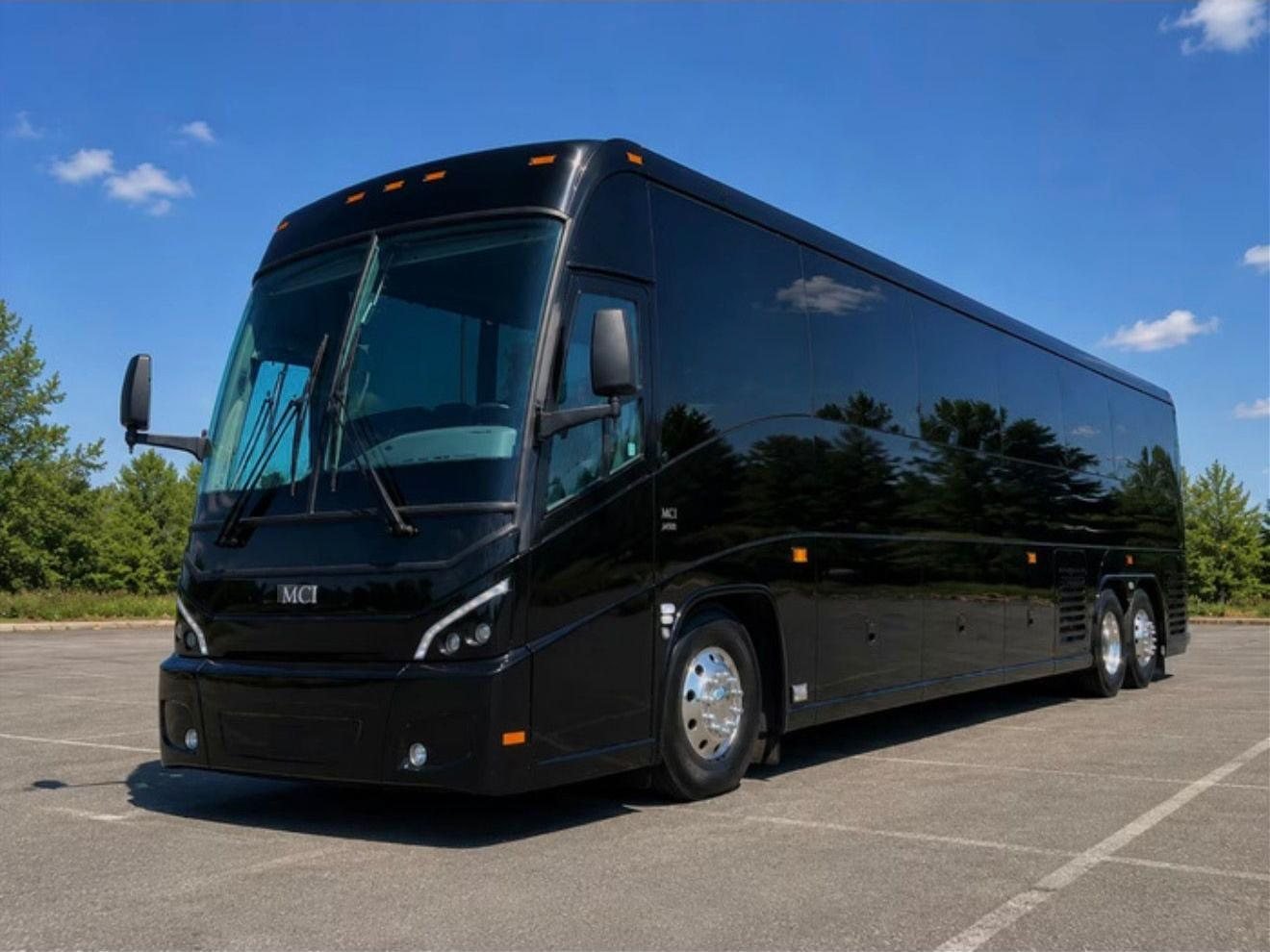 Modern fleet of passenger buses parked in a row